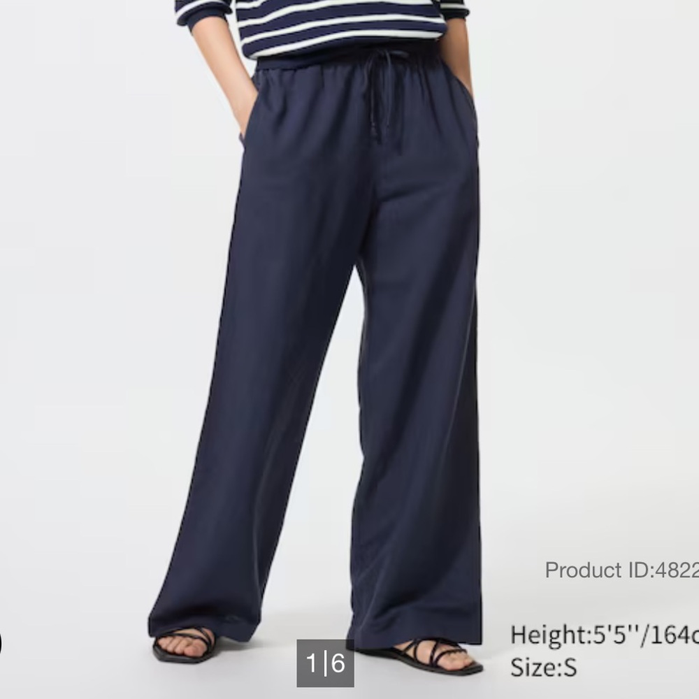 Uniqlo Navy Blue Easy Linen Pants | NWOT, Size S